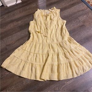 Max Studio szXL Yellow Gingham Casual Tiered  Dress